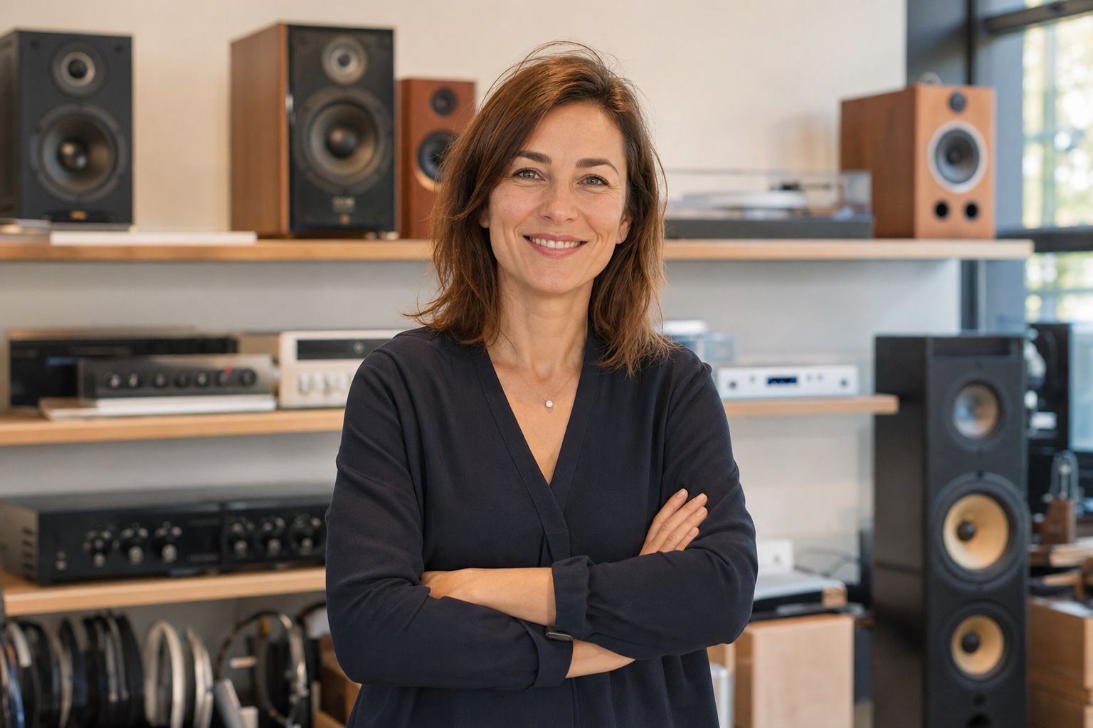 Coralie Guichard, spécialiste diffusion sonore, dans son atelier à Arles