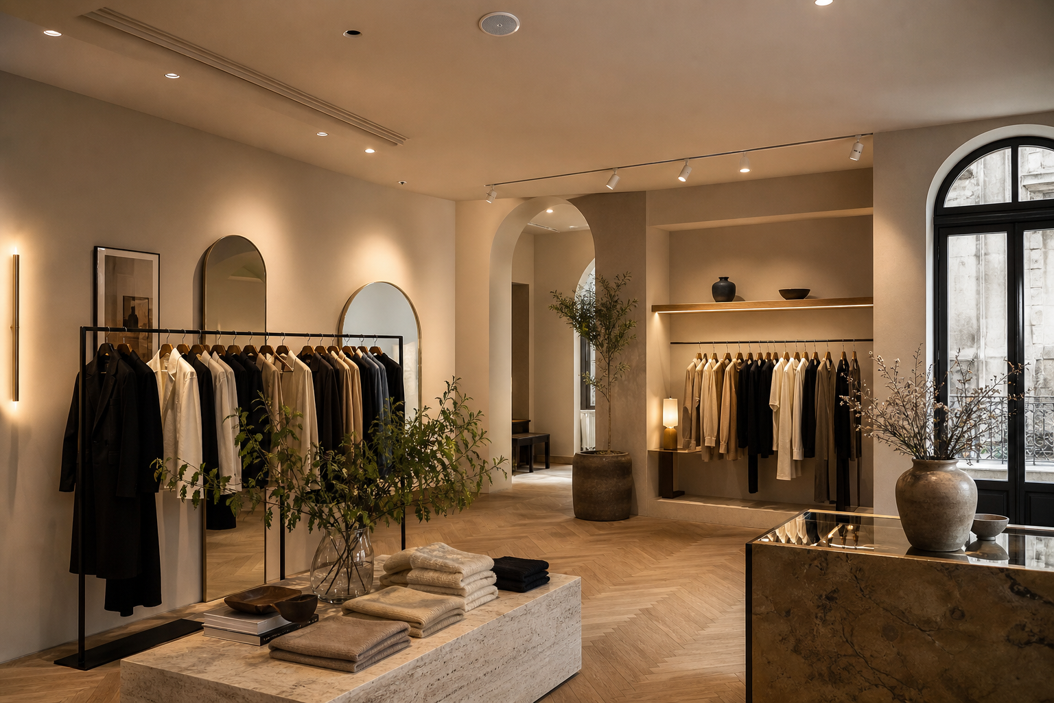 Boutique élégante sonorisée avec diffusion d'ambiance discrète